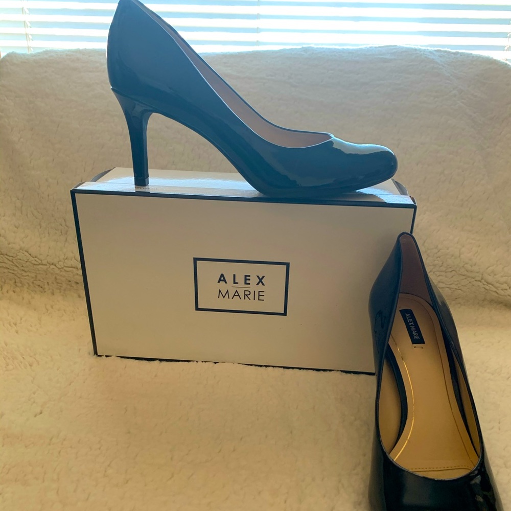 Alex Marie Navy Blue Patent Leather Pumps
